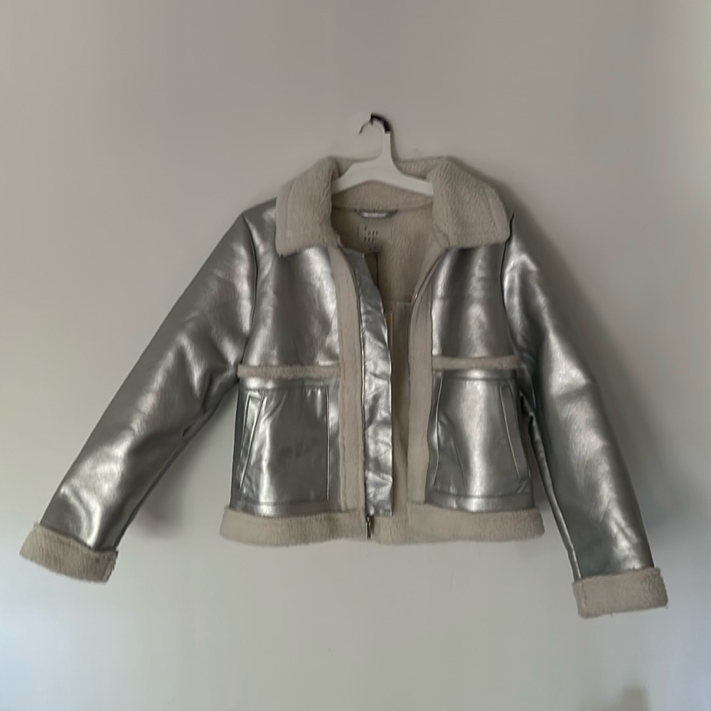 Silver Sherpa lined coat